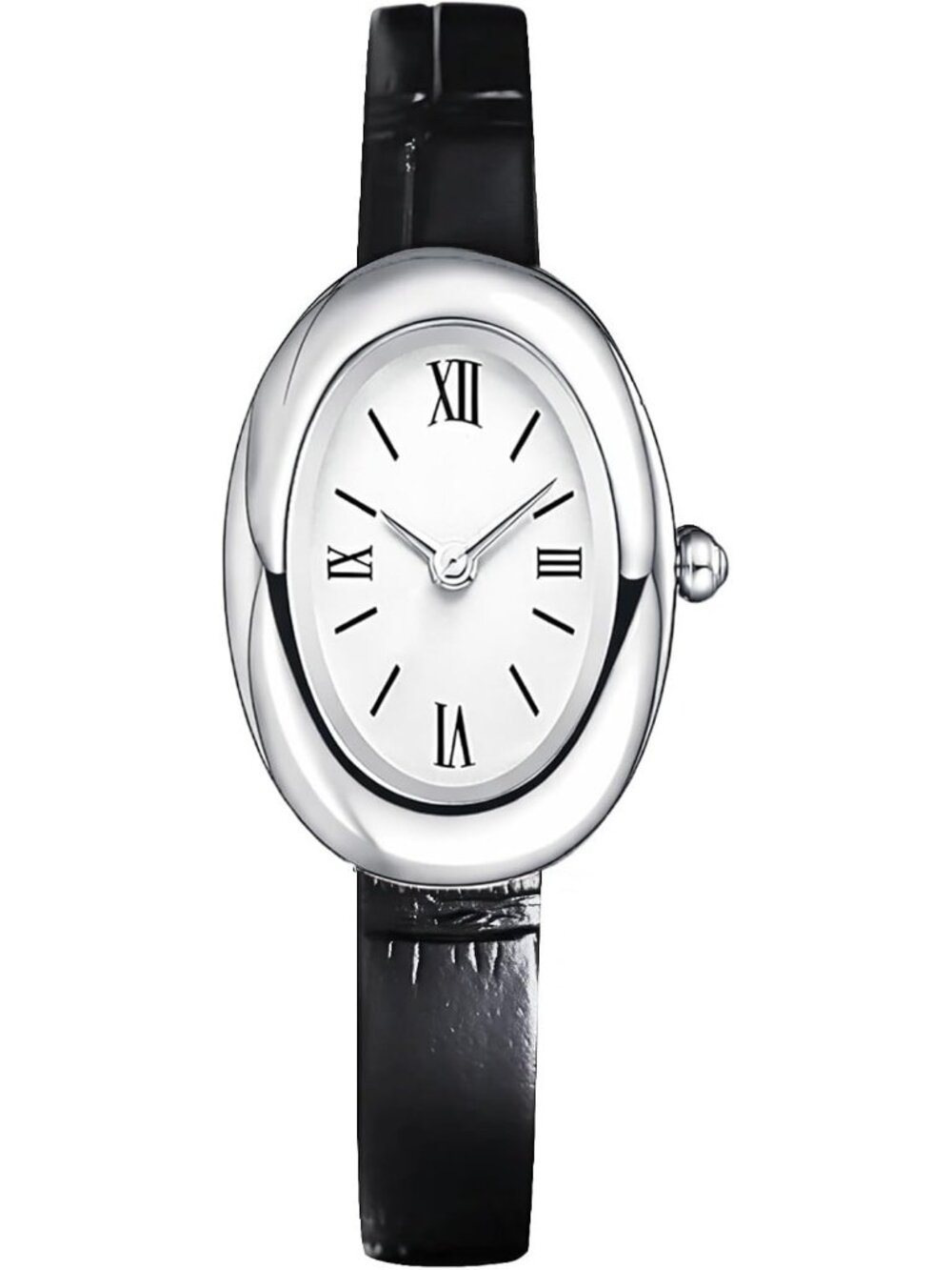 Women's Silver Black Analog Quartz Elegant Dial Bangle Vintage Bracelet Watch - Picture 1 of 6
